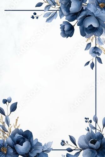 Elegant Blue Floral Invitation Design with White Background