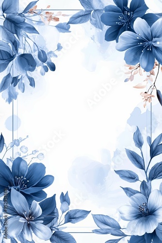 Elegant Blue Floral Invitation Design with White Background