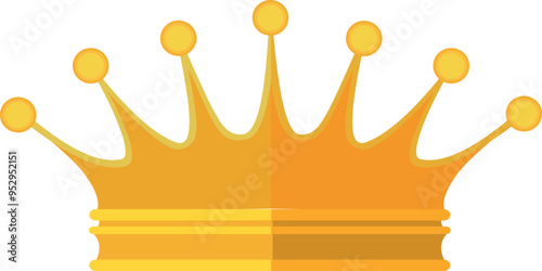 Golden crown flat icon. Medieval authority symbol