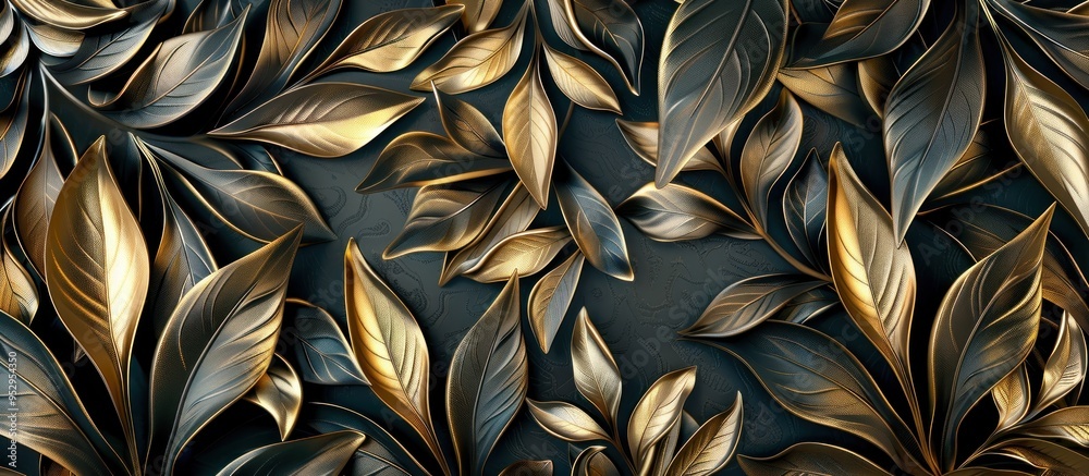 Golden and Dark Green Leaves Pattern Golden and Dark Green Leaves Pattern