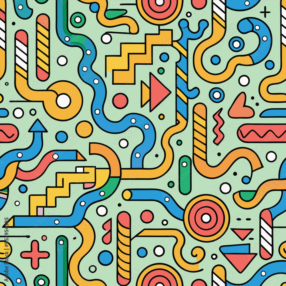 Fototapeta premium seamless vector texture of the abstract lines and dots of the shapes