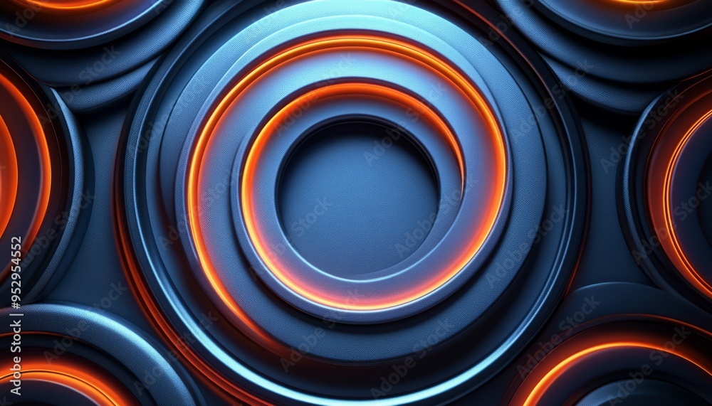 Abstract Circular Design with Glowing Orange Lines