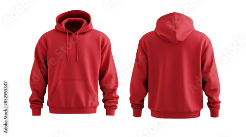 Bold Red Hoodie Mockup: Front and Back Perspective