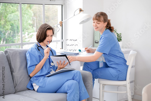 Female medical interns stud...