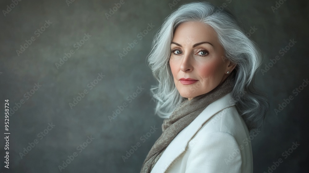 Portrait of an Elegant Mature Woman with Gray Hair Portrait of an Elegant Mature Woman with Gray Hair