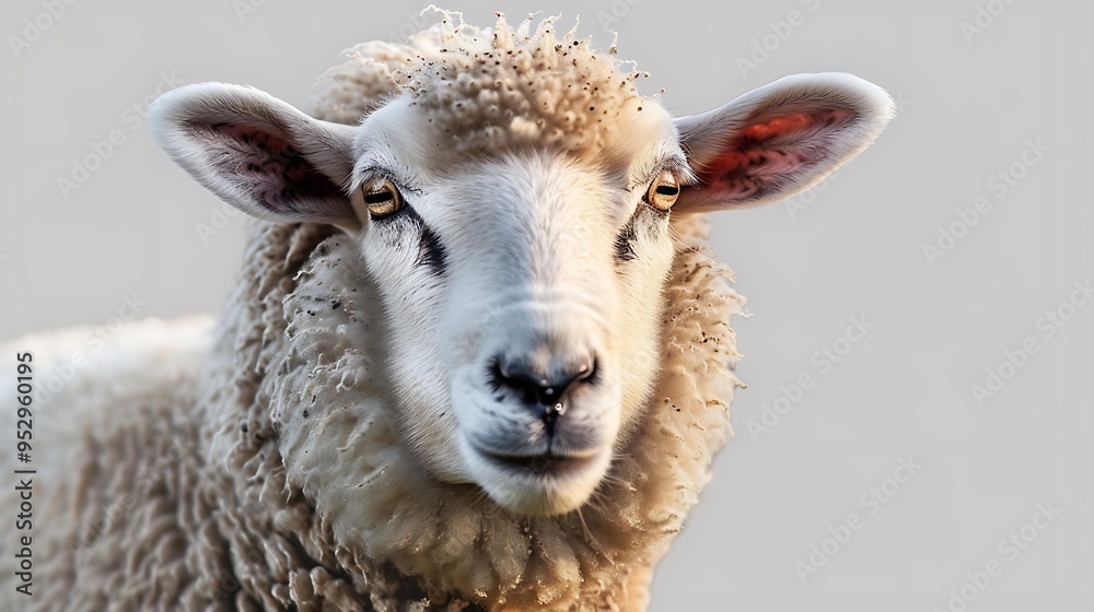 Obraz premium A close-up image of a sheep with a textured fleece and expressive eyes.