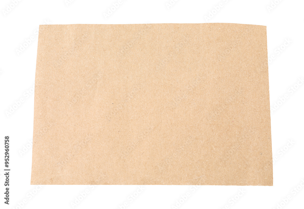 One kraft paper sheet isolated on white, top view One kraft paper sheet isolated on white, top view