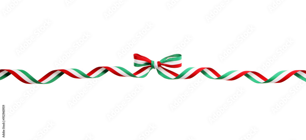 Obraz premium Ribbon bow with Hungary flag pattern isolated on white, top view