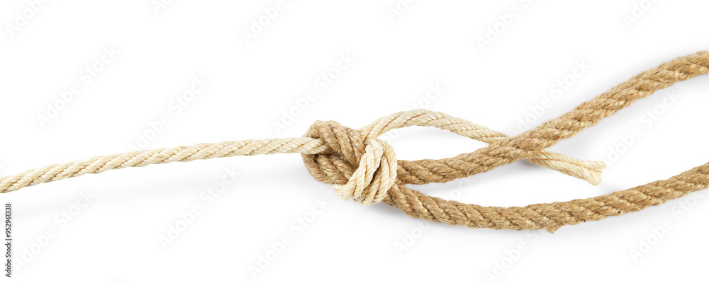Hemp ropes with knots isolated on white Hemp ropes with knots isolated on white