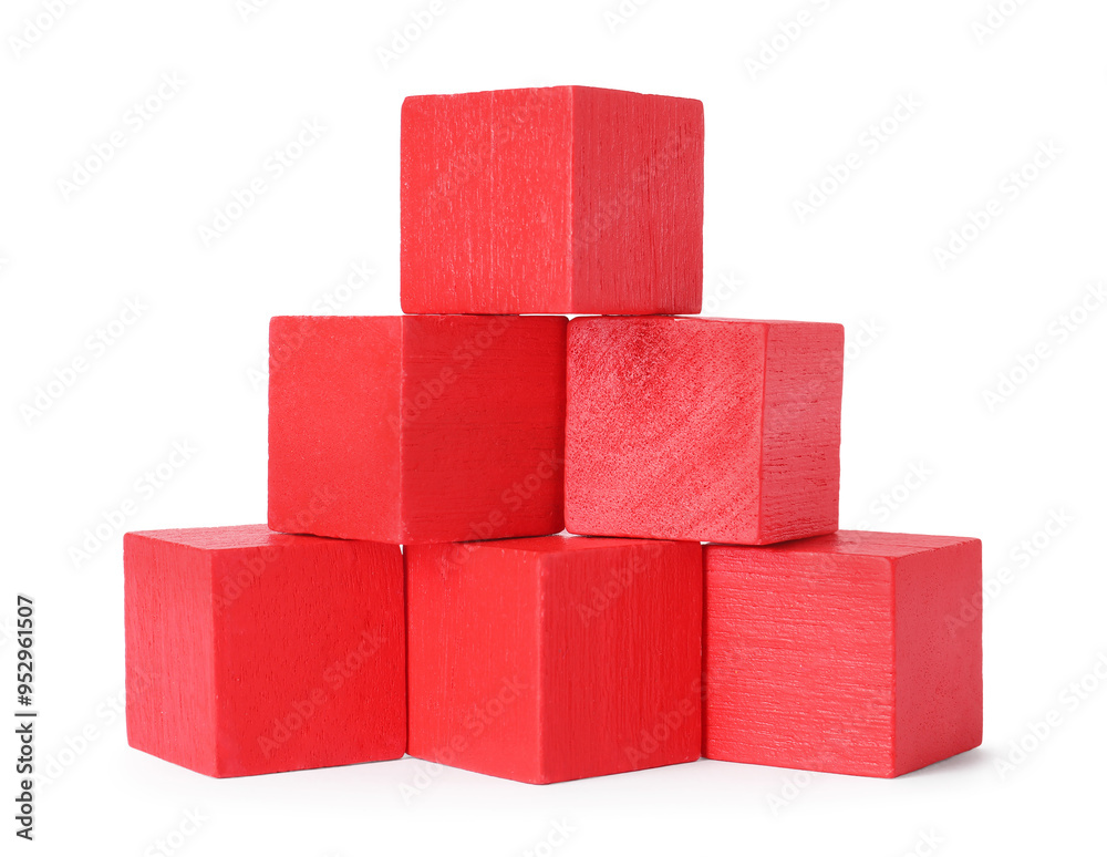Many red wooden cubes isolated on white Many red wooden cubes isolated on white