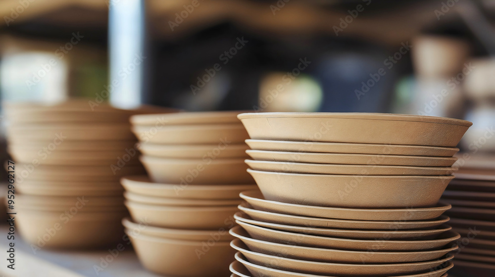Eco friendly disposable paper plates and biodegradable dishware, utensil for serving meals at picnics or takeout, organic cardboard tableware Eco friendly disposable paper plates and biodegradable dishware, utensil for serving meals at picnics or takeout, organic cardboard tableware