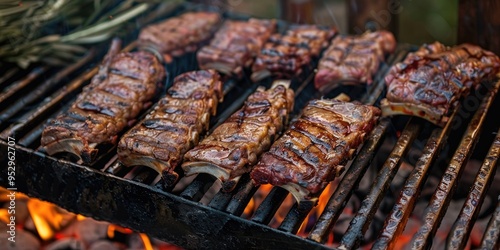 Argentinian Asado Juicy Beef Ribs Grilled to Perfection photo