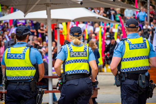Police Force Patrolling in the City
