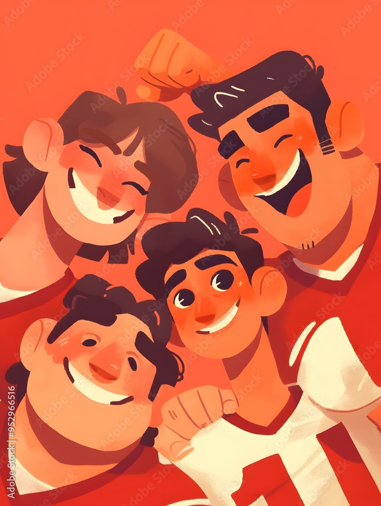Happy Diverse Group of Friends Smiling and Hugging Happy Diverse Group of Friends Smiling and Hugging
