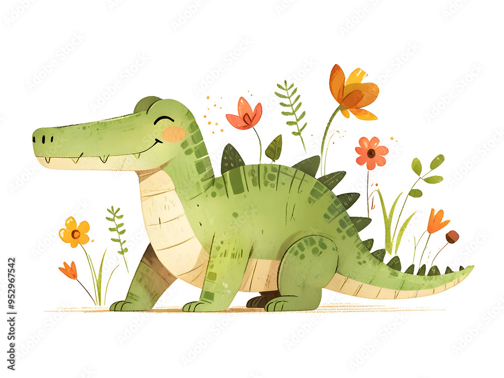 Obraz premium Crocodile Animal Nursery Cartoon Illustration Art