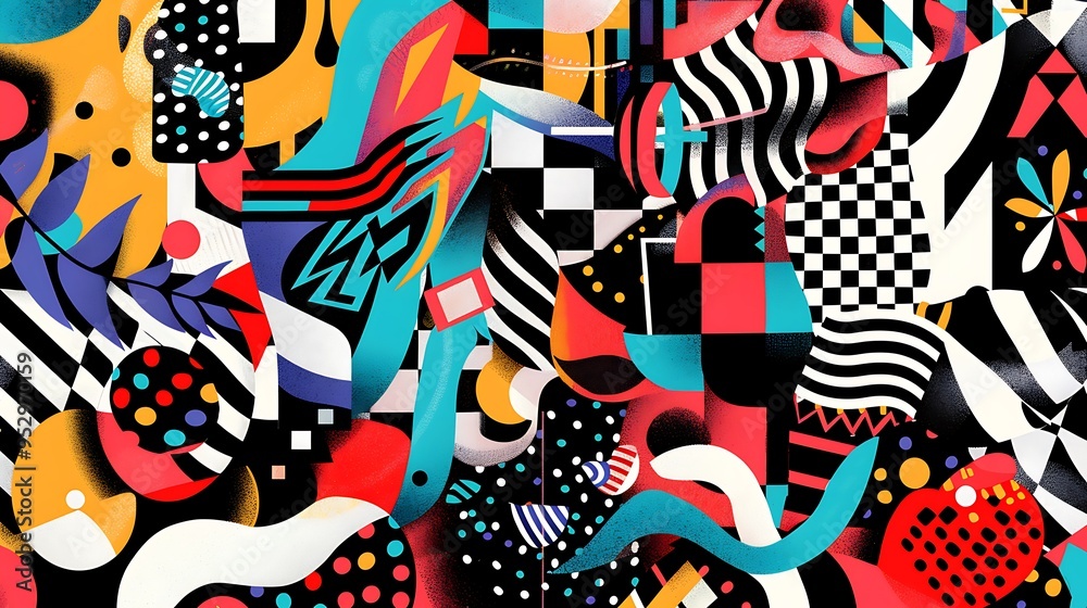 Abstract Composition with Geometric Shapes and Patterns Abstract Composition with Geometric Shapes and Patterns