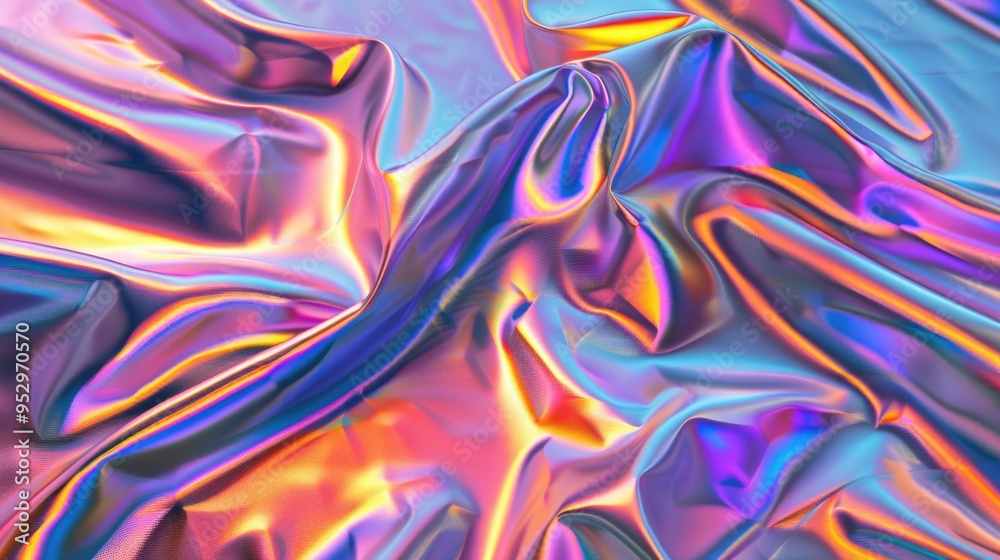 Fototapeta premium Abstract digital fabric with a sci-fi holographic foil background in a futuristic style. Futuristic and technological design concept. Technology and innovation concept.