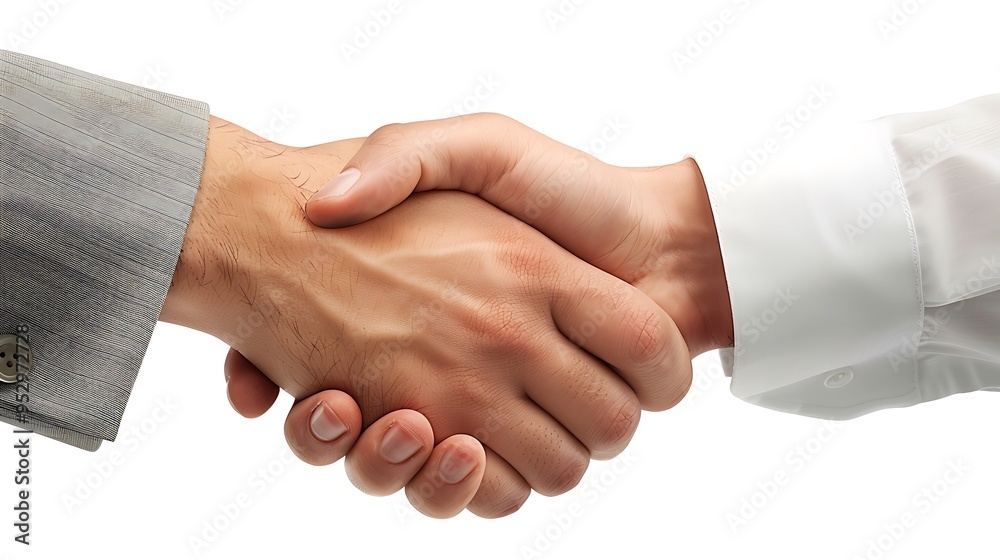 Handshake of Agreement: A Close-Up on Two Men Sealing a Deal Handshake of Agreement: A Close-Up on Two Men Sealing a Deal