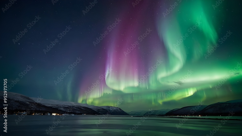 Northern Lights, Aurora Borealis in the Sky, Tromsø, Norway Northern Lights, Aurora Borealis in the Sky, Tromsø, Norway