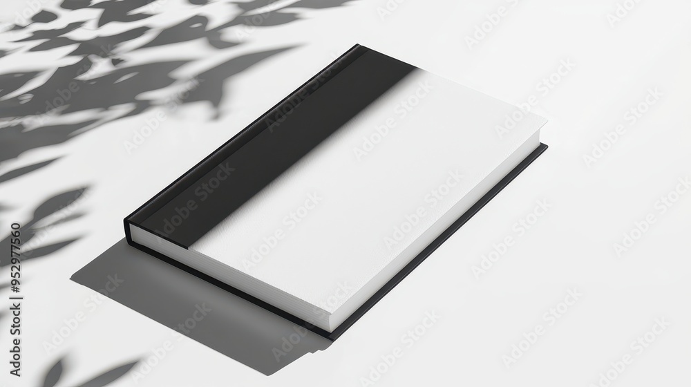 Blank Book Mockup with Leaf Shadows Blank Book Mockup with Leaf Shadows
