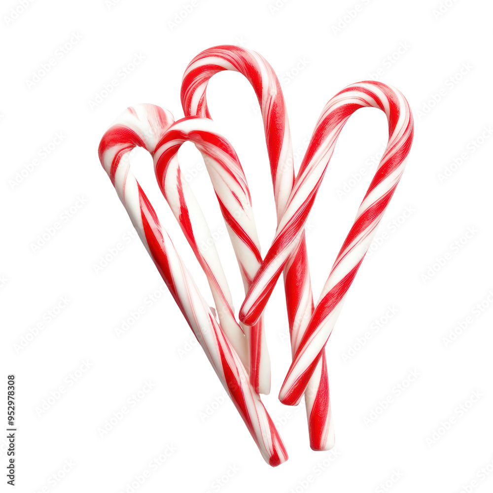 Fototapeta premium Candy cane object isolated on transparent png. 