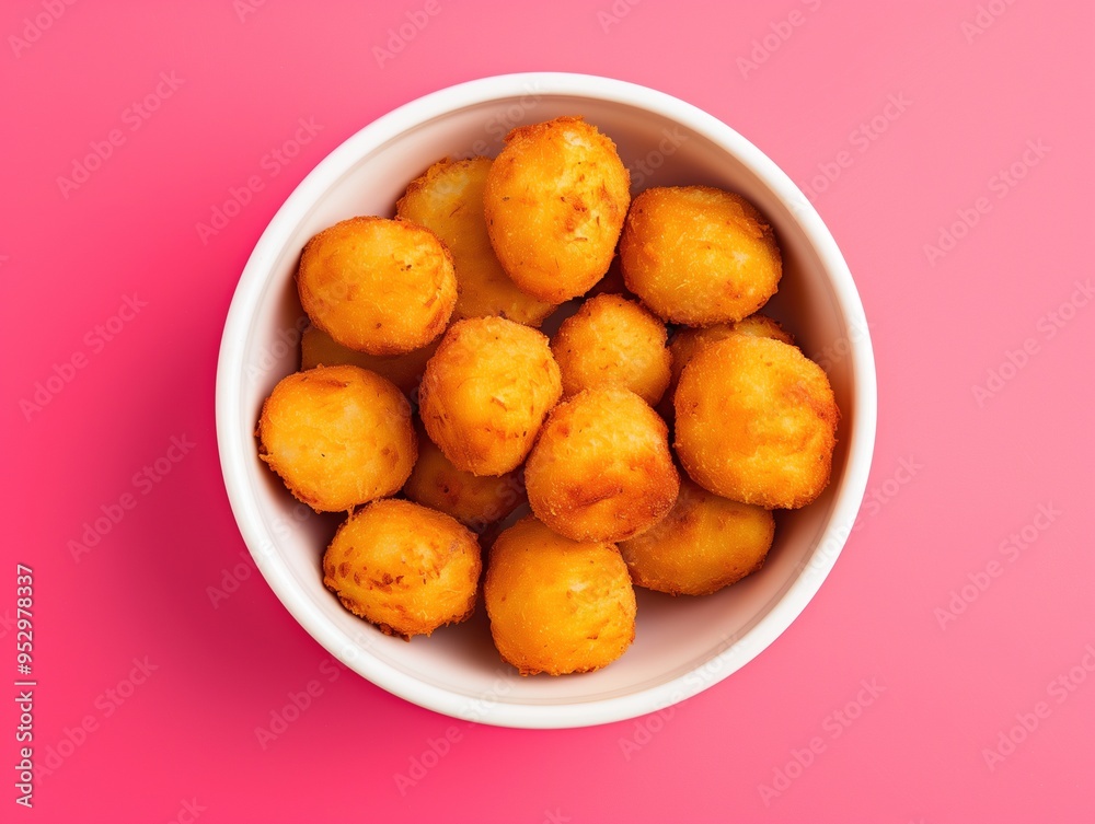 Top view of traditional Spanish croquetas, fried golden brown snack Top view of traditional Spanish croquetas, fried golden brown snack