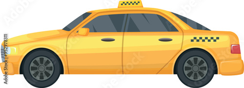 Taxi side view. Passenger service yellow auto