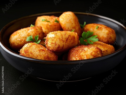 Close up of Golden Brown Croquetas Spanish Tapas