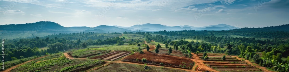 Naklejka premium Recovering Land for Agricultural Use After Mining
