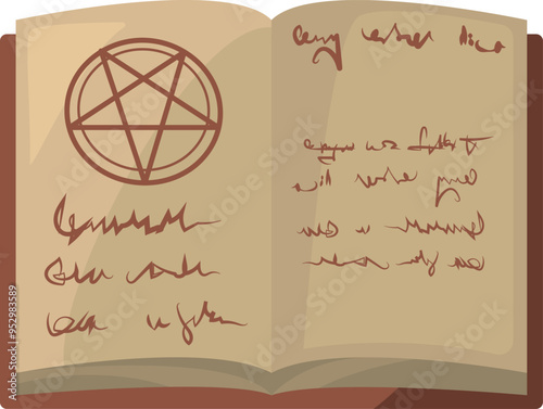 Witchcraft book pages. Old magic spell grimoire