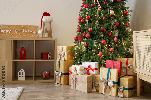Festive christmas tree with...