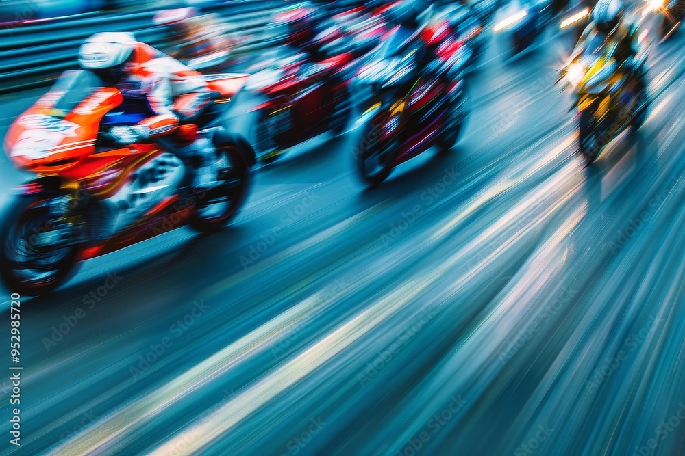 Obraz premium Dynamic Motion in Motorcycle Race