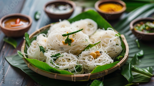 Kerala Food Photography Featuring Idiyappam Rice Pasta photo