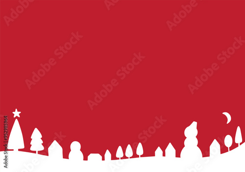 クリスマスの街並みの赤い背景
