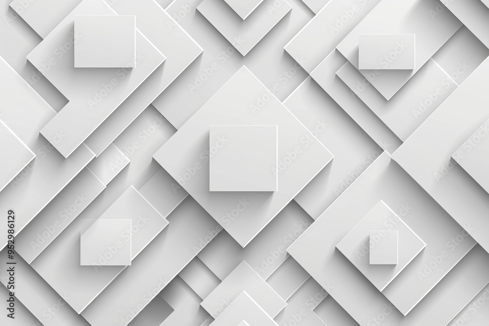 Fototapeta premium Abstract Geometric Background with White Squares and Subtle Shadows
