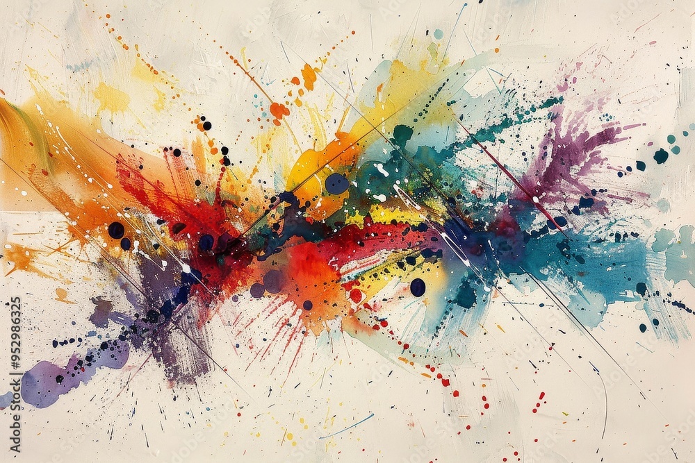 Vibrant Watercolor Abstract Art with Splattered Hues Vibrant Watercolor Abstract Art with Splattered Hues
