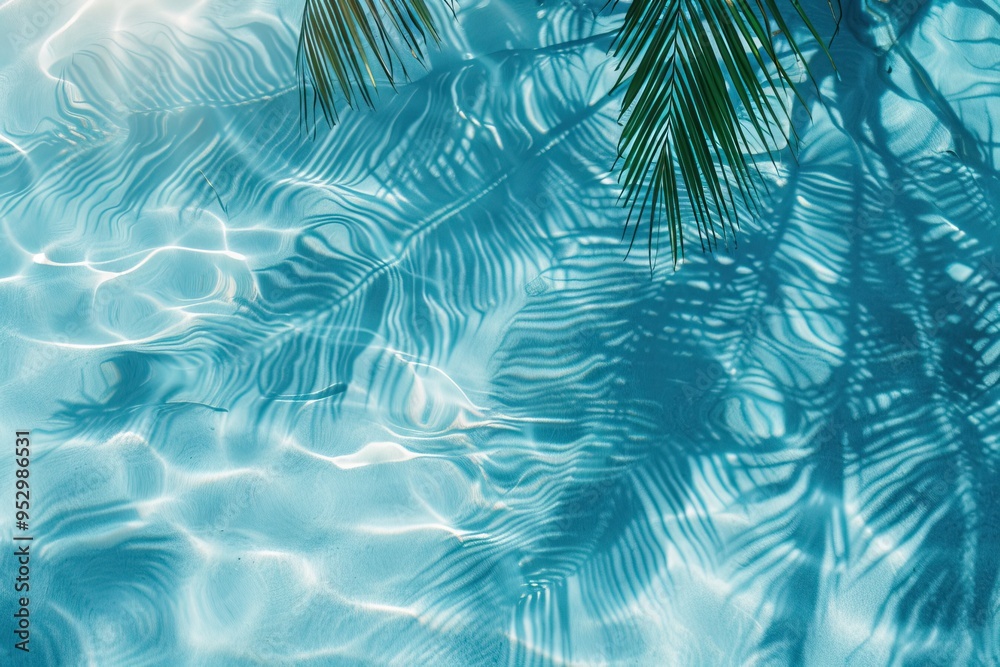 Abstract Pattern of Palm Tree Shadow on Rippling Blue Water Abstract Pattern of Palm Tree Shadow on Rippling Blue Water