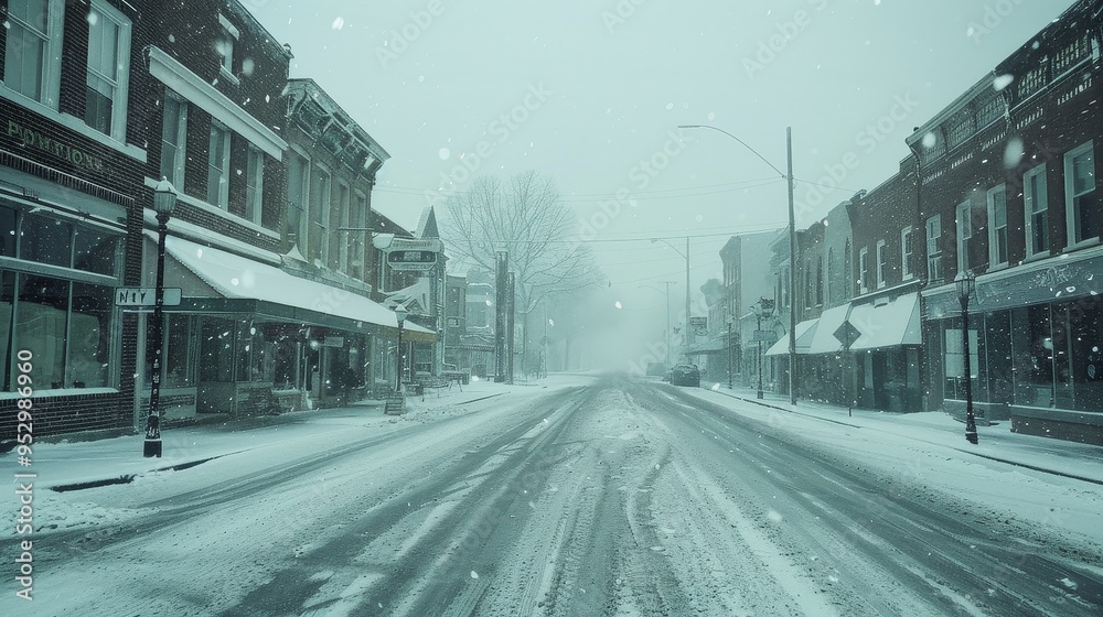 Deserted Snow-Covered City Street Deserted Snow-Covered City Street