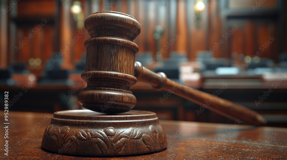 Judicial hammer on the table, symbol of justice
Judicial hammer on the table, symbol of justice