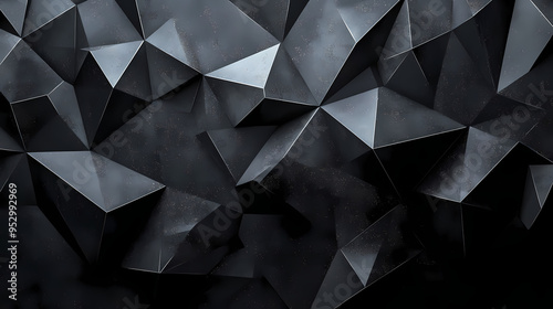 Fototapeta Naklejka Na Ścianę i Meble -  3d black diamond pattern abstract wallpaper on dark background, digital black geometric triangular gradient shapes textured graphics poster background. Geometric. Illustration