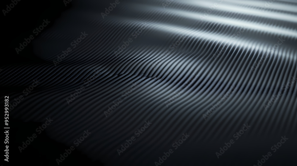 A sleek and textured visual effect is showcased in the illustration with a black carbon fiber background set against an abstract dark backdrop. Textured. Illustration A sleek and textured visual effect is showcased in the illustration with a black carbon fiber background set against an abstract dark backdrop. Textured. Illustration