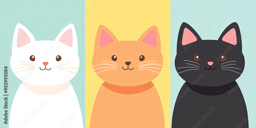 A cute illustration of three cats, generative AI A cute illustration of three cats, generative AI