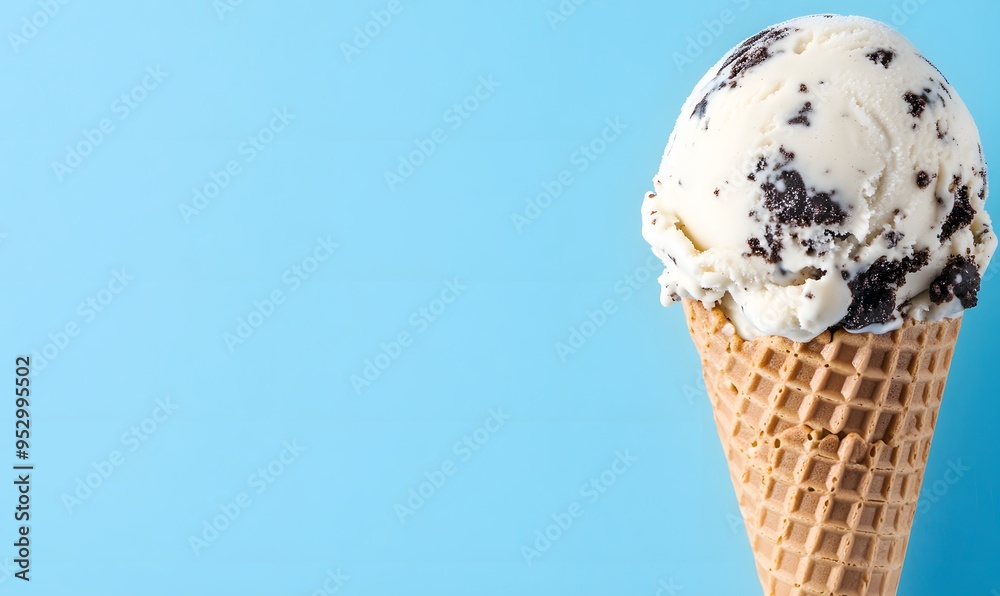 cookies and cream ice cream with waffle cone, Generative AI cookies and cream ice cream with waffle cone, Generative AI