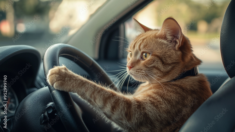 a confident cat driving car a confident cat driving car