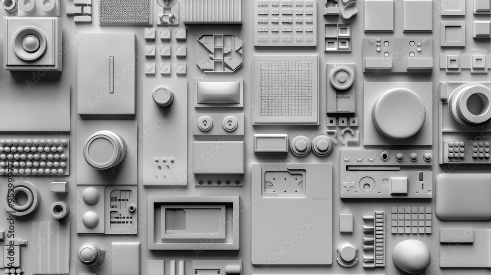 Seamless Integration of Technology and Nature - Modern Abstract Representation of Technological Components