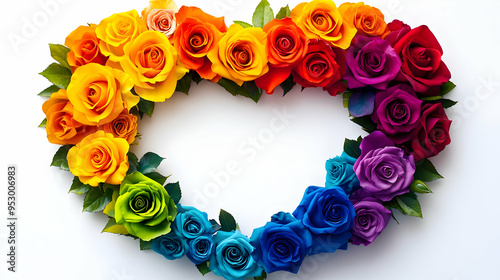 Rainbow Roses Form Heart Shape for Equality Day