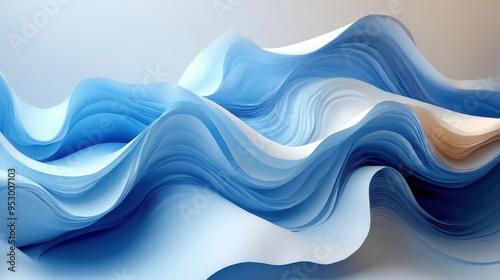 3D render of an abstract background with a folded paper ribbon