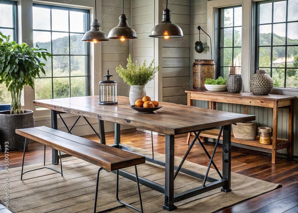 rustic farmhouse tables with metal legs industrial style decor distressed wood furniture vintage farmhouse decor warm rustic farmhouse tables with metal legs industrial style decor distressed wood furniture vintage farmhouse decor warm