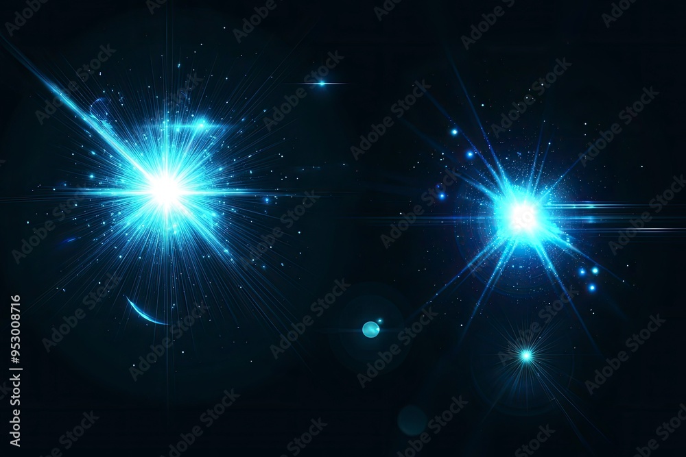 Lens flare, blue glow light effect on black. image of rays light effects, overlays or flare for design. screen blending mode. Set of abstract sun burst, flare, glare over black background , ai Lens flare, blue glow light effect on black. image of rays light effects, overlays or flare for design. screen blending mode. Set of abstract sun burst, flare, glare over black background , ai