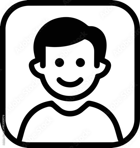미소 짓는 사람의 단순한 얼굴 아이콘 이미지